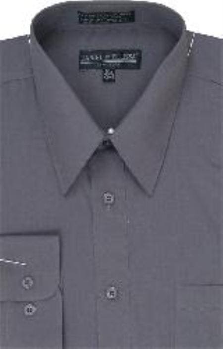 Cheap Mens Dress Shirt Charcoal Grey Discounted Affordable Shirt $35 - AlbertoNardoniStore