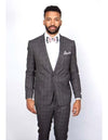 Men’s Slim Fit Charcoal Plaid Suit by Rossiman Rossi – 1-Button Jacket & Tapered Pants