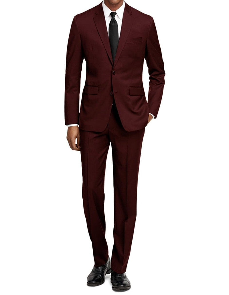Mens Slim Fitted Suit Burgundy