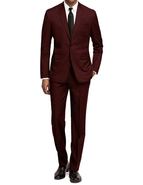 Mens Slim Fit Burgundy Suit