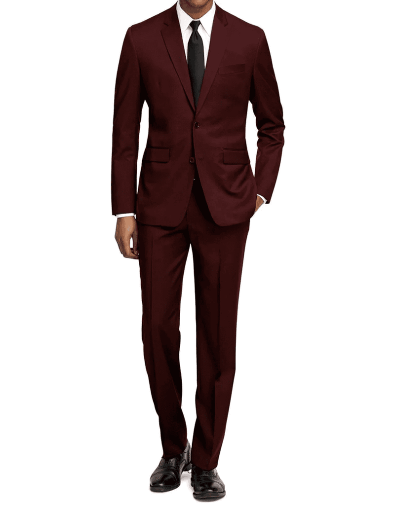 Mens Slim Fit Burgundy Suit