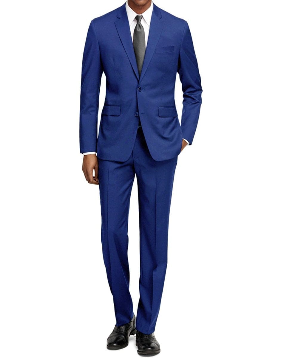 Men'S Slim Fit Suits Three Piece Cobalt ~ Indigo ~ Bright Blue ~ Teal ~ Slate Blue Vested Suit main image 1