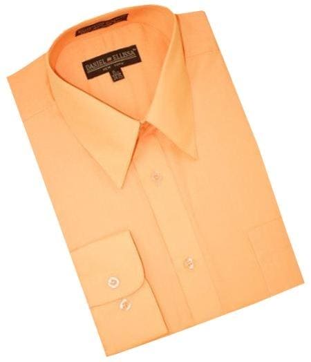 Cheap Mens Dress Shirt Peach Cotton Discounted Affordable Shirt $35 - AlbertoNardoniStore