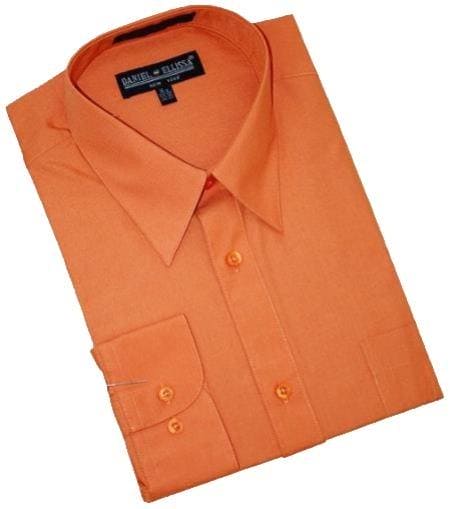 Cheap Mens Dress Shirt Rust Cotton Discounted Affordable Shirt $35 - AlbertoNardoniStore