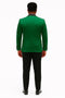 Mens Emerald Green Satin Tuxedo with Black Peak Lapel and Bow Tie – Formal Slim Fit Suit