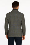 Mens Grey and Blue Glen Check Wool Blazer with Quilted Inner Layer