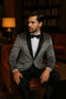 Mens Light Gray Velvet Tuxedo Jacket – Slim Fit Shawl Lapel Formal Blazer + Black Pants Included