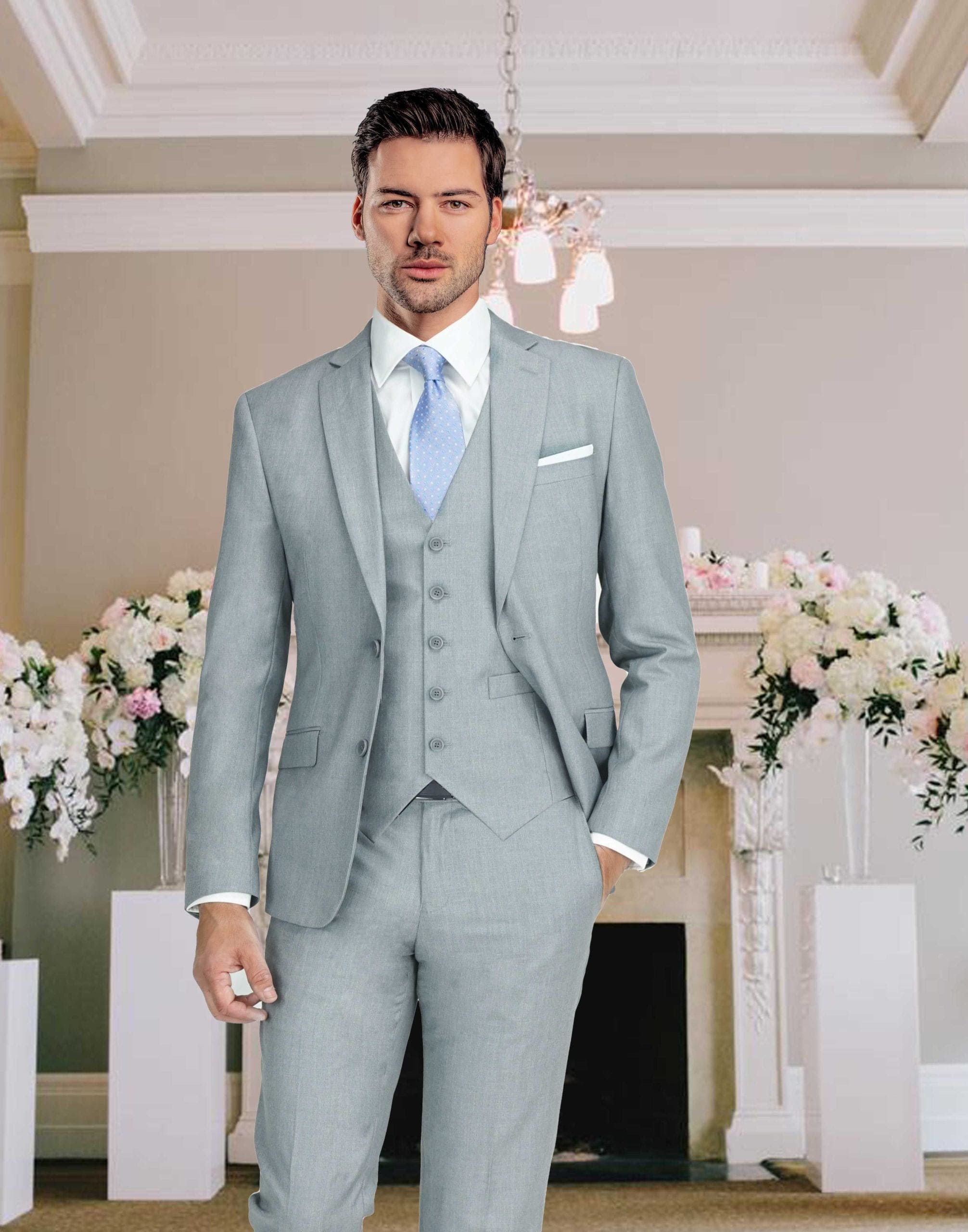 Western Suit - Trajes Para Hombres - Cowboy Formal Attire - Trajes De Novio - Matching Top Collar Light Grey Suit Western Suit - Trajes Para Hombres - Cowboy Formal Attire - Trajes De Novio - Matching Top Collar Light Grey Suit