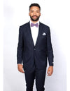 Rossiman Rossi Navy Blue Slim Fit Suit – Peak Lapel Tailored Formalwear for Men