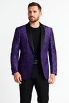 Mens Purple Paisley Pattern Blazer Jacket – Satin Finish
