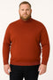 Mens Rust Red Turtleneck Sweater – Slim fit Lightweight Knit Pullover in Brick Color