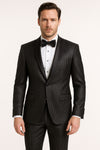 Mens Shiny Black Glitter Tuxedo with Satin Shawl Lapel – Ultra Slim Fit Sparkle Suit for Weddings, Proms & Formal Events