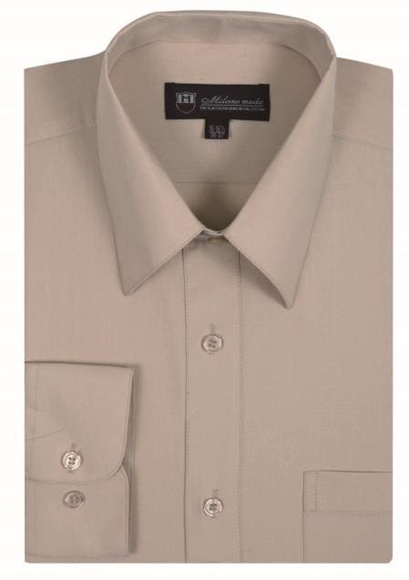 Cheap Mens Dress Shirt Tan Discounted Affordable Shirt $35 - AlbertoNardoniStore