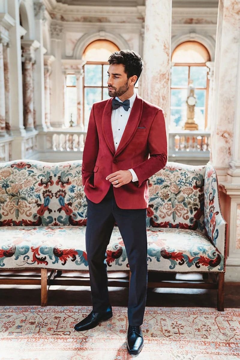 Red Velvet Mens Velvet Evening Jacket Velvet Blazer Mens Blazer
