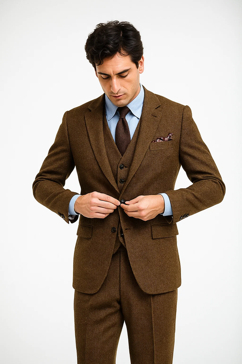 Mens Brown Wedding Suit