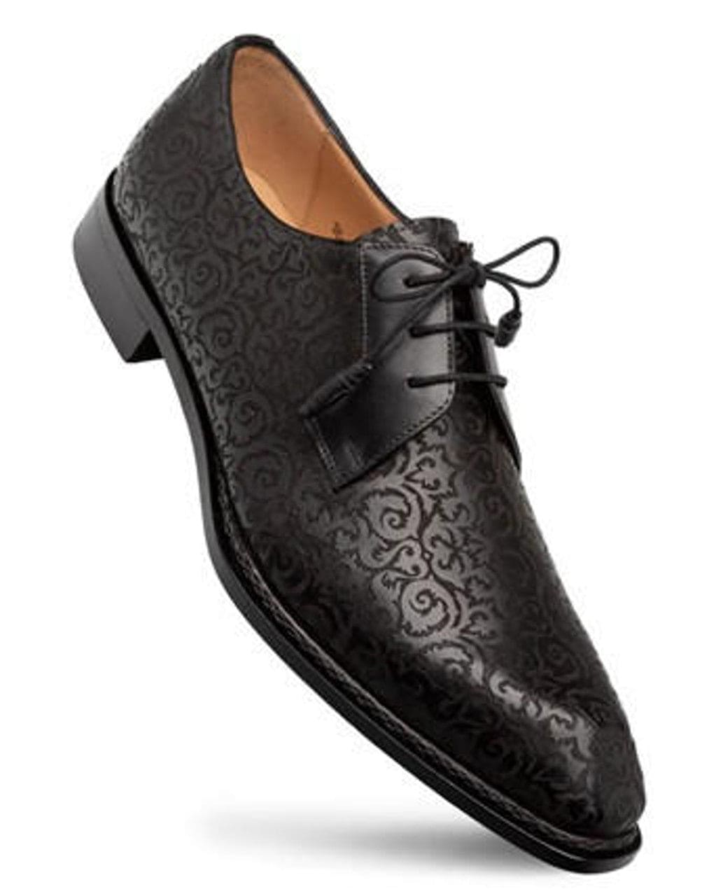 Mezlan Shoes Men's Designer Black Fancy Embossed Derby Lontani