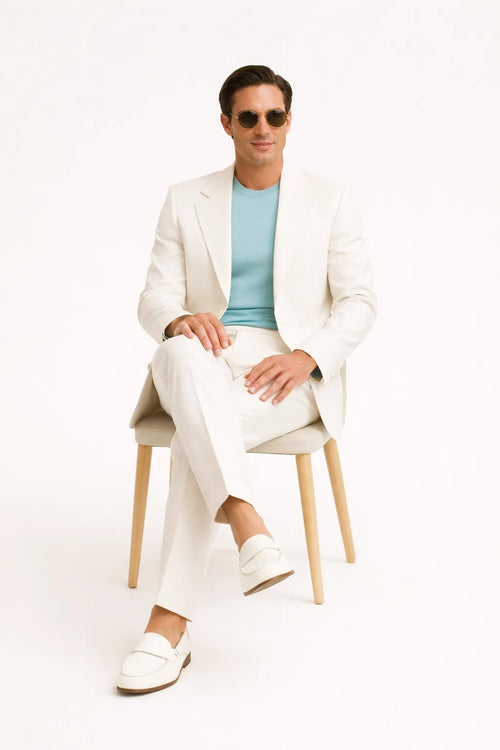 Mens Don Johnson Miami Vice White Suit Halloween Costume