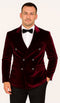 Mens Double Breasted Velvet Blazer - Burgundy blazer
