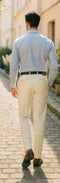 Mens Double Pleated Trousers - Double Pleated Dress Pants - Slacks Ivory