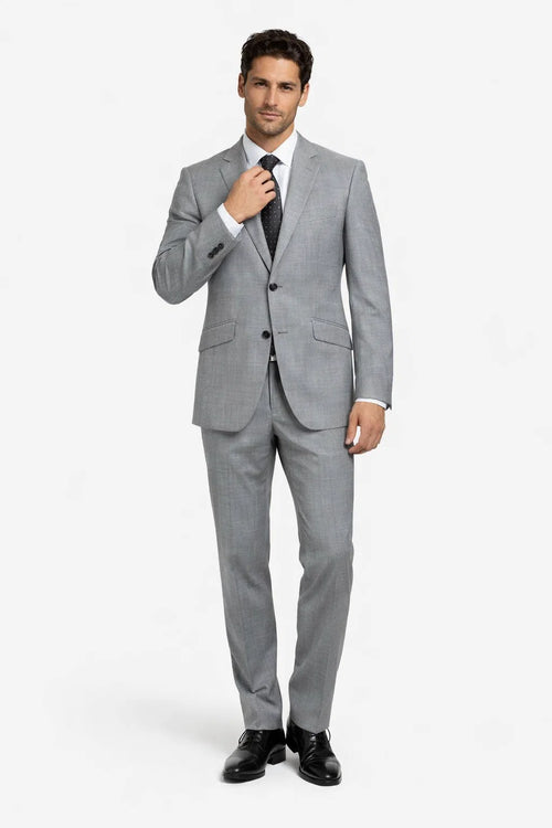Mens Gray Plaid Suit Slim Fit