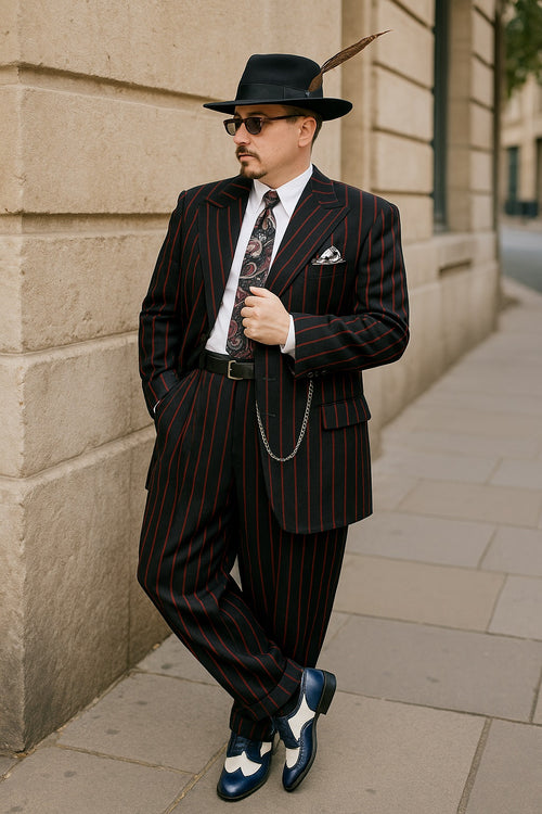 retro striped zoot suit with hat