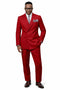 Mens Modern Double Breasted Peak Lapel Suit in Red