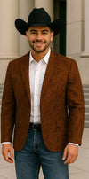 Men’s Copper Paisley Western Blazer with Notch Lapel