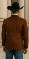Cowboy Style Copper Jacquard Blazer for Men