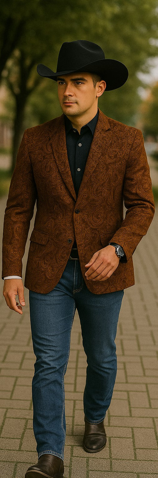 Stylish Copper Paisley Blazer for Country Weddings