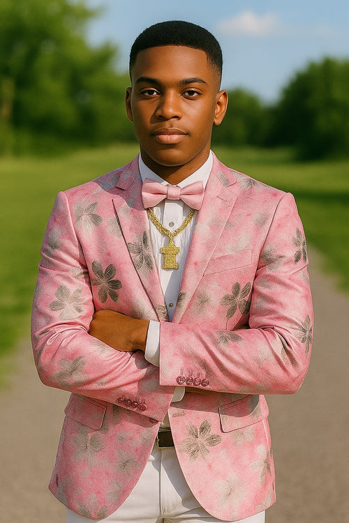 Trendy pastel pink formal prom jacket-men's fashion