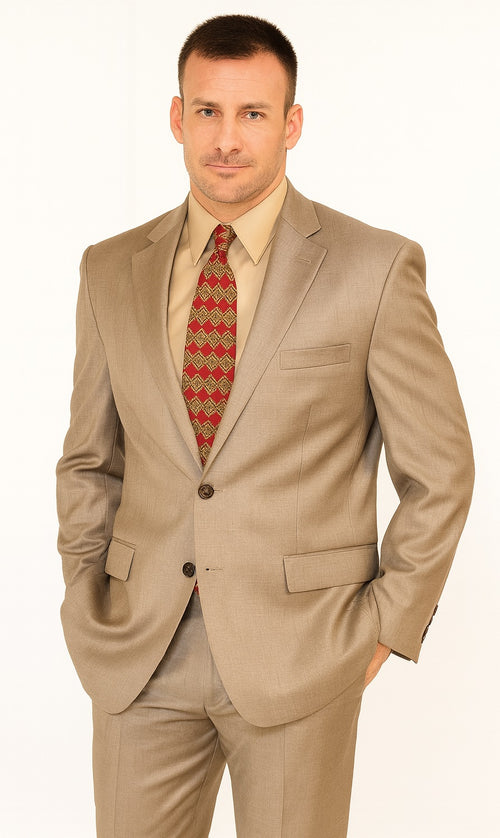 Mens Regal Fit Suit - Beige Suit
