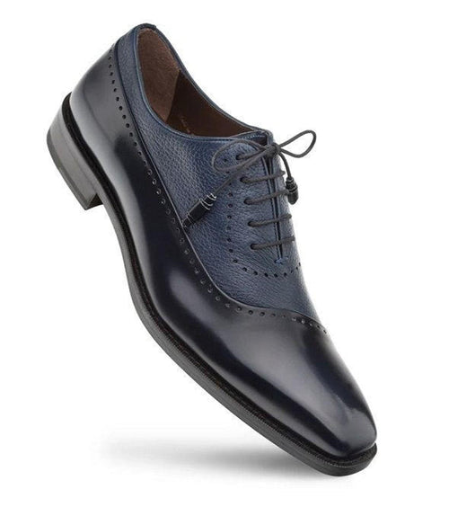 Mezlan Mens Shoes Blue Leather Oxford Postdam