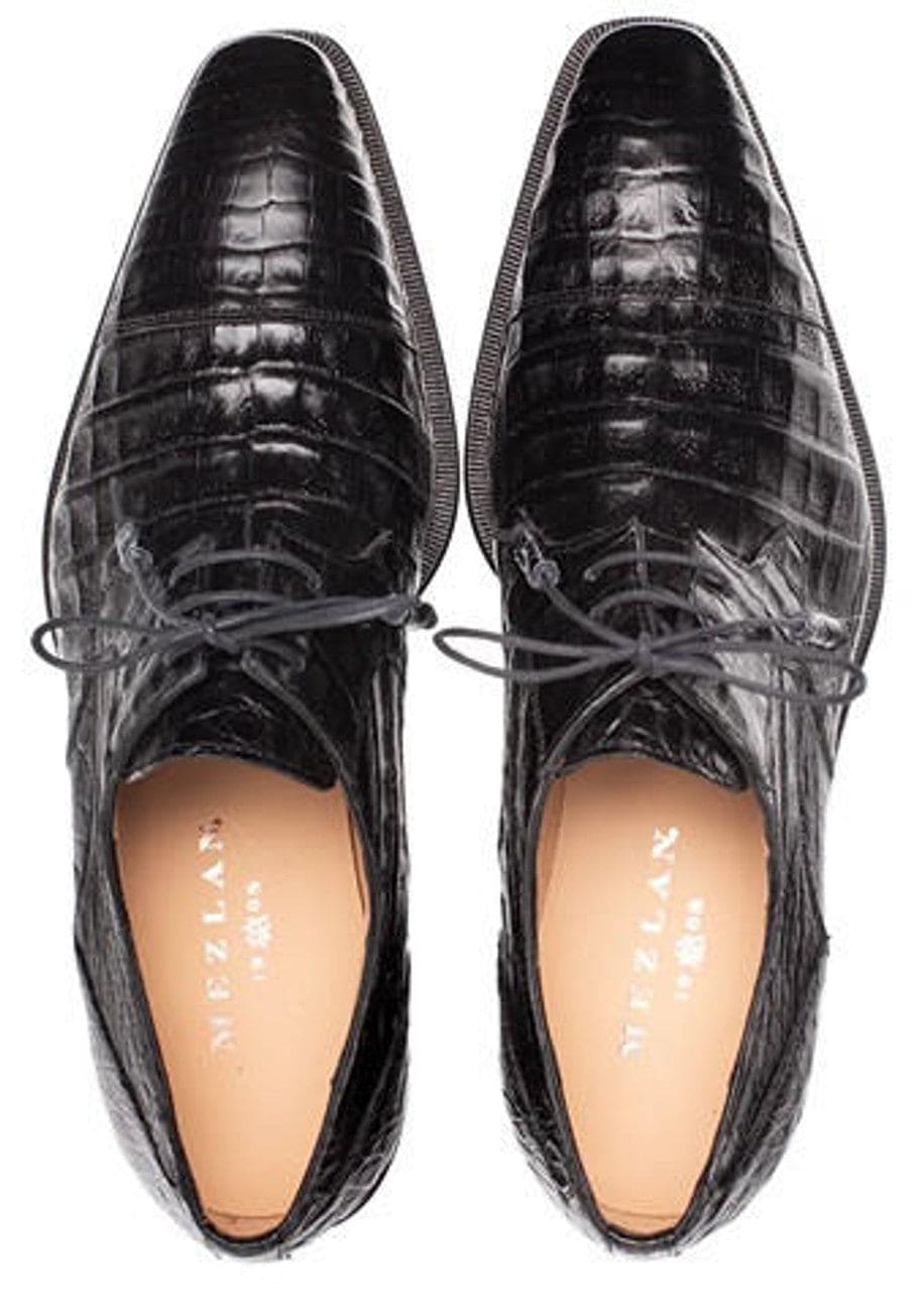 Mezlan Mens Shoes Crocodile Black Derby Captoe Shoes Giovane