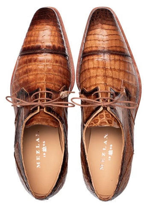 Mezlan Mens Shoes Gator Camel Captoe Derby Shoes Giovane