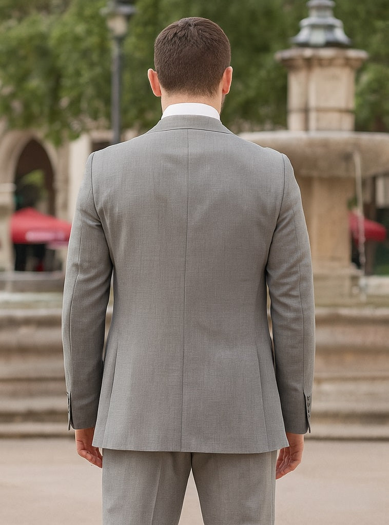 stylish gray wedding suit