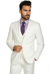 Mens Vested Slim Fit Wool Feel Suit in White