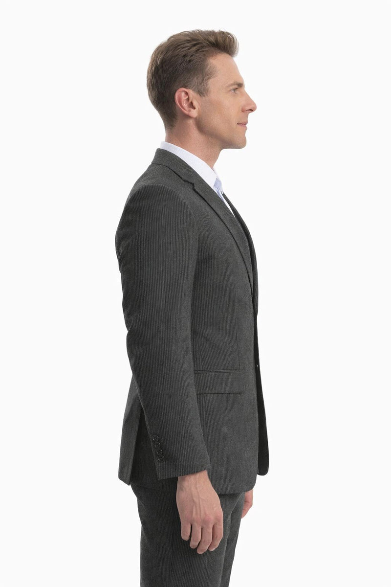 Mens Jacket + Pants Summer Seersucker Suit in Black on Black Pinstripe