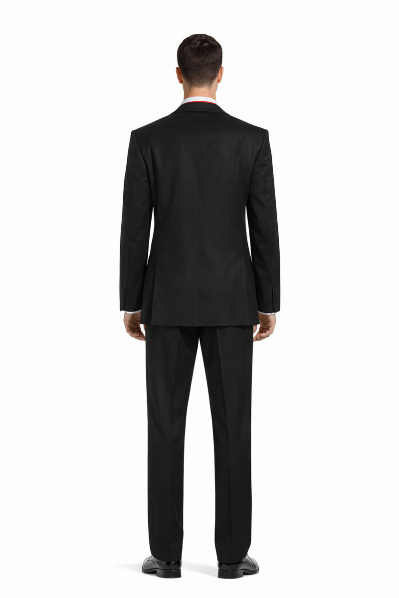 Black Suit With Red Vest and Tie Set