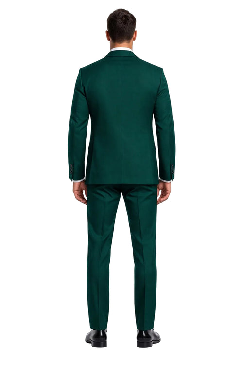 Mens Forest Green 3 Piece 2 Button Slim Fit Suit