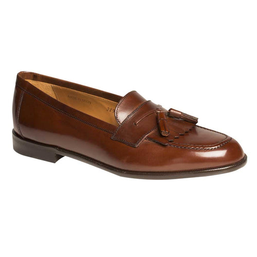 Mezlan Santander Tan Tassel Loafers – High-Shine Kiltie Slip-On Dress Shoes (Size 12 Last Call)