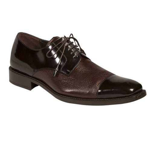 Mezlan Soka men's oxford: burgundy deerskin with black cap toe. Lace-up design, dark sole. Stylish, premium leather construction.