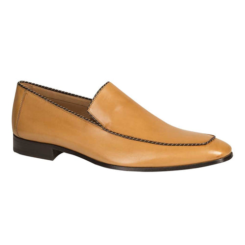 Mezlan Brandt Men’s Loafer – Camel Calfskin Leather Slip-On Dress Shoe, Handmade in Spain