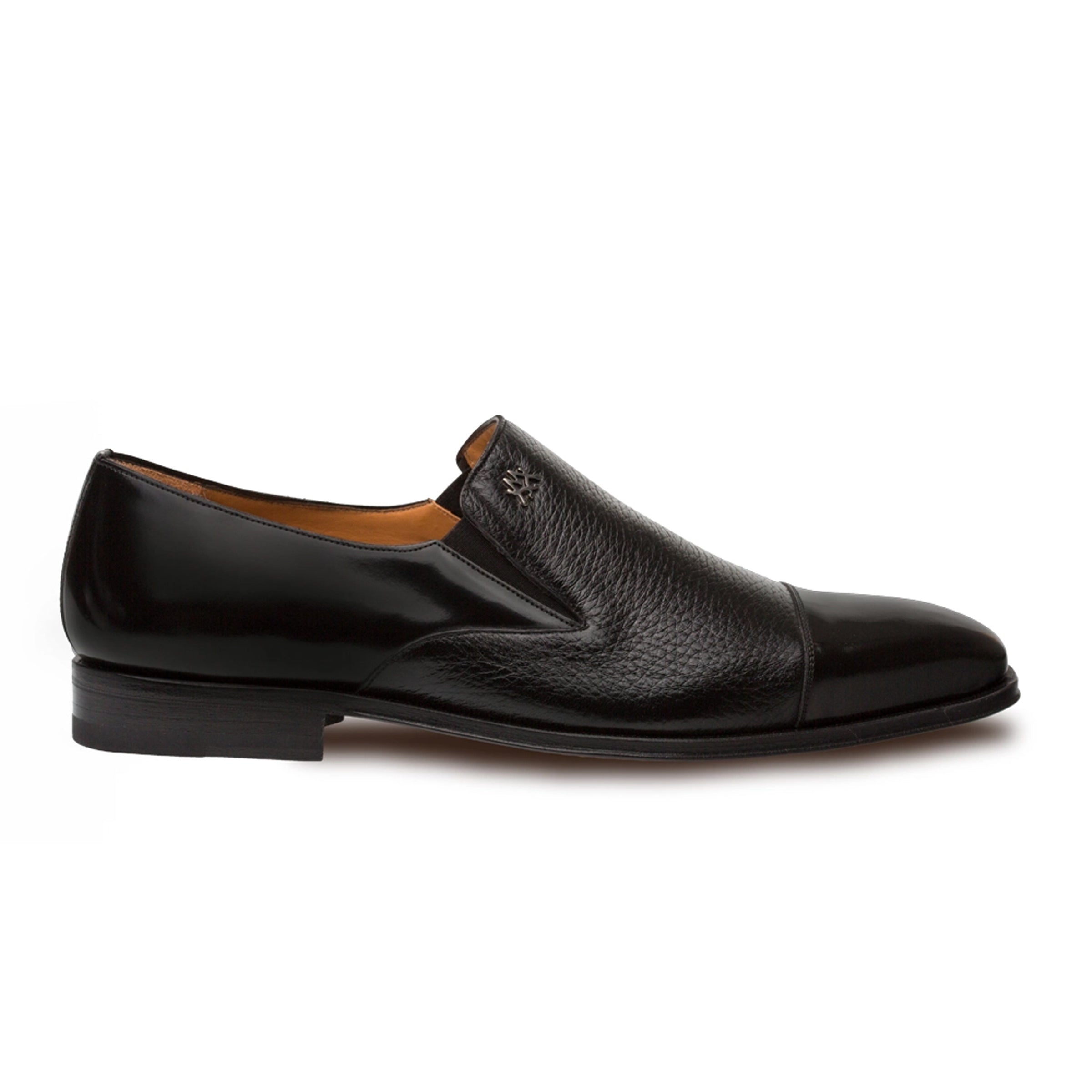 Mezlan Milani Men’s Cap Toe Loafer – Black Calfskin and Deerskin Leather Slip-On Dress Shoe, Handmade in Spain
