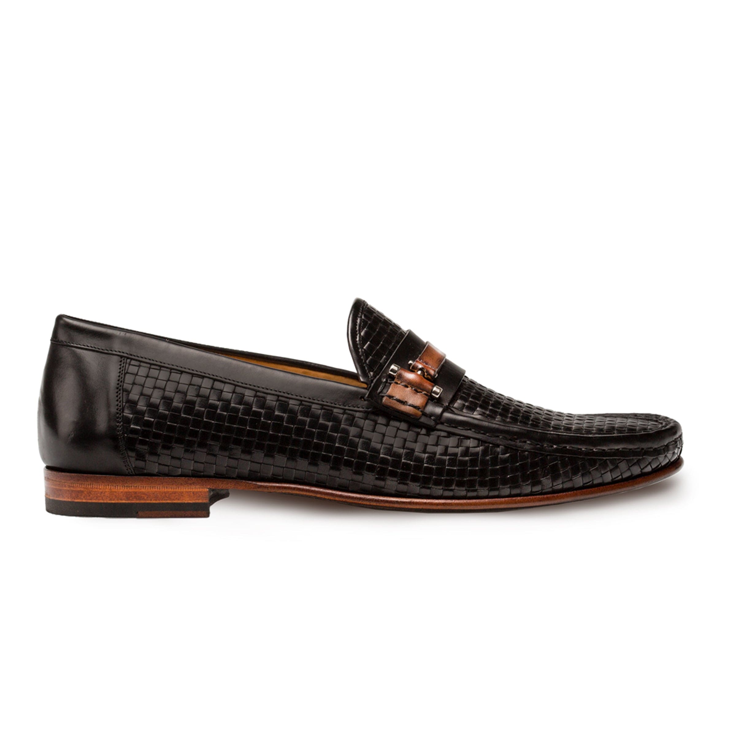 Mezlan Banderas Men’s Loafer – Black Woven Calfskin Leather Slip-On Dress Shoe, Handmade in Spain