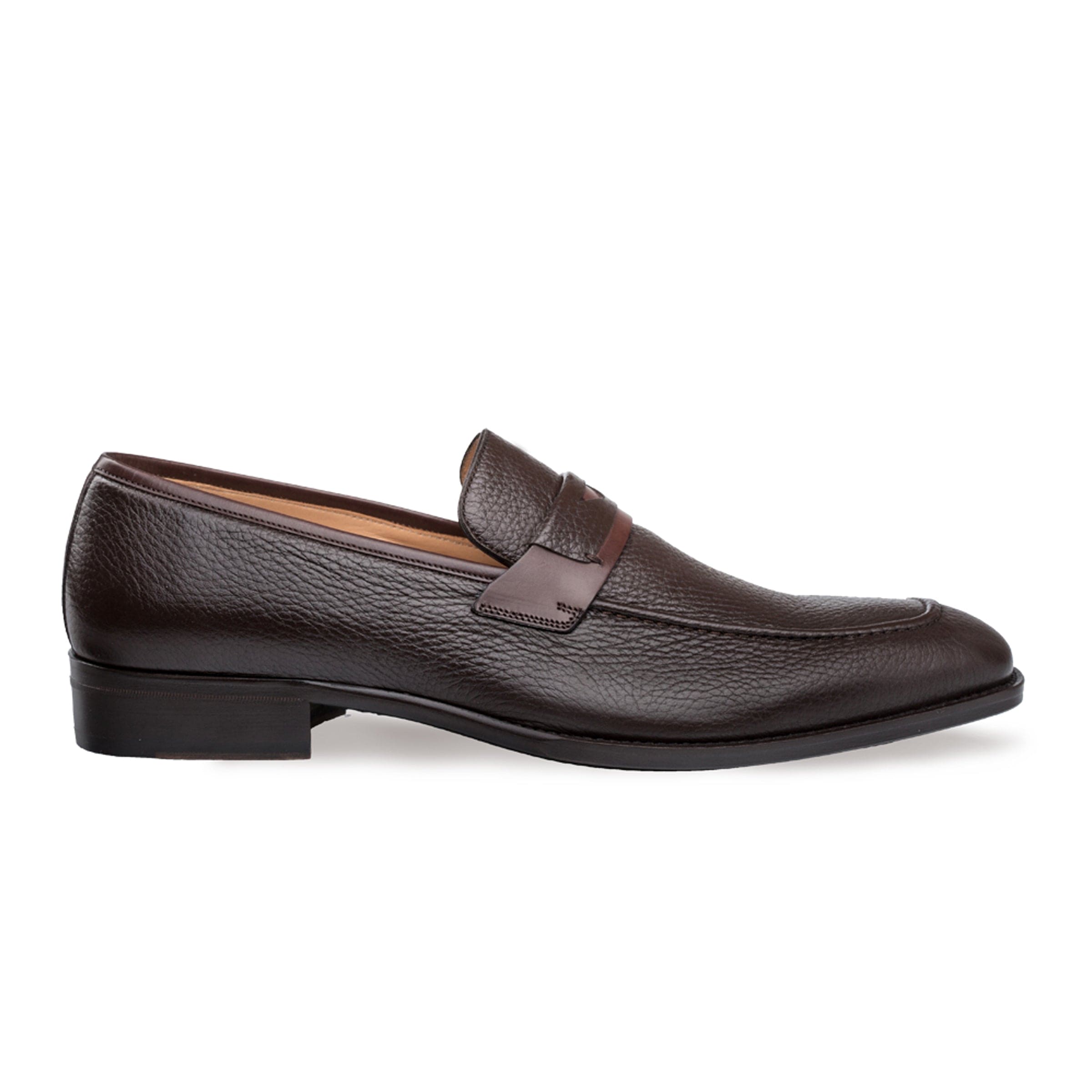 Mezlan Elche Men’s Penny Loafer – Black Calfskin and Deerskin Leather Dress Shoe, Handmade in Spain