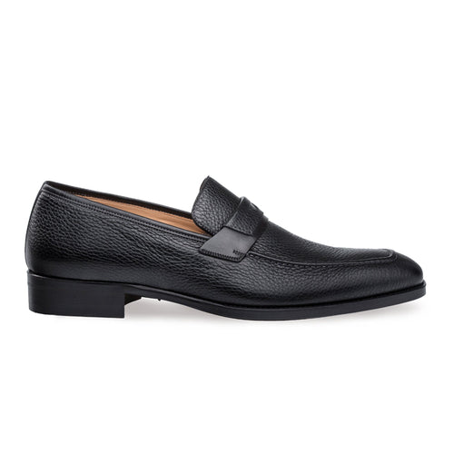 Mens Mezlan Elche Calf & Deer Penny Loafer Dress Shoe in Black