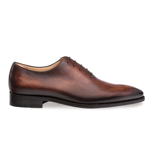 Mezlan Pamplona Men’s Oxford – Cognac Calfskin Leather Plain Toe Dress Shoe, Handmade in Spain