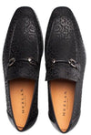 Mezlan Black Designer Calfskin Laser Print Bit Loafer Alcaraz