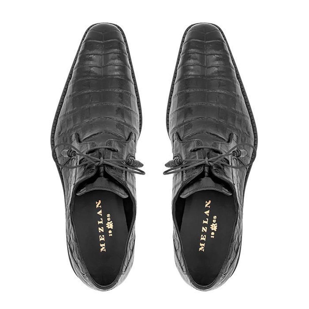 Mezlan Black Gator Shoes for Men Plain Toe Oxford Anderson 13584-F IS