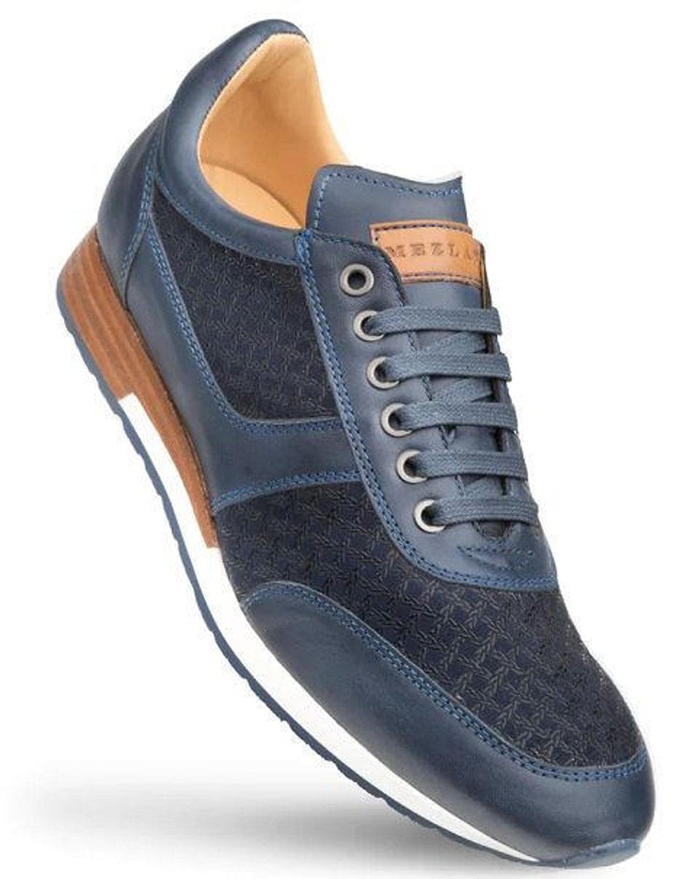 Mezlan Calfskin Suede Dress Sneakers Blue Patina Maxim 9463